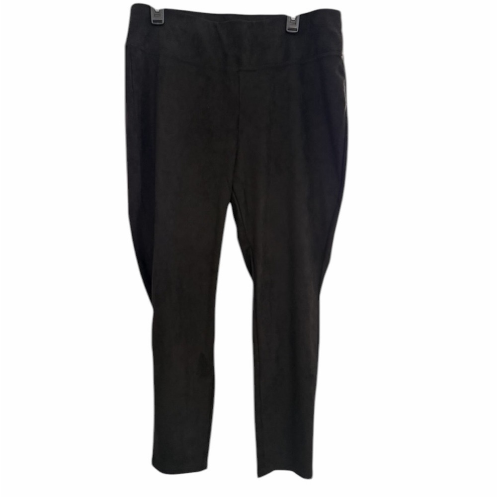 Roz & Ali Women’s Black Leggings 2X - Like New Velour Feel Waist 17” Length 27”